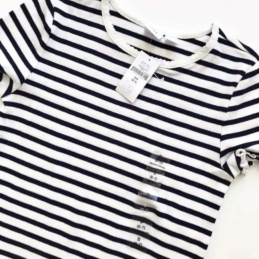 Gapkids NWT navy stripe short sleeve shirt S(6-7Y)